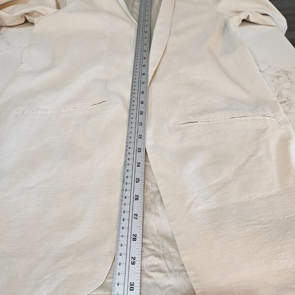 Eileen Fisher Long Bone Jacket Open Front Italian Fabric Size 10 Silk Blend - Picture 8 of 8